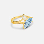 Marquise Cut Aquamarine Engagement Ring with Baguette Side Stone - Additional view