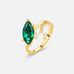 Marquise Cut Emerald Engagement Ring with Baguette Side Stone - Additional view