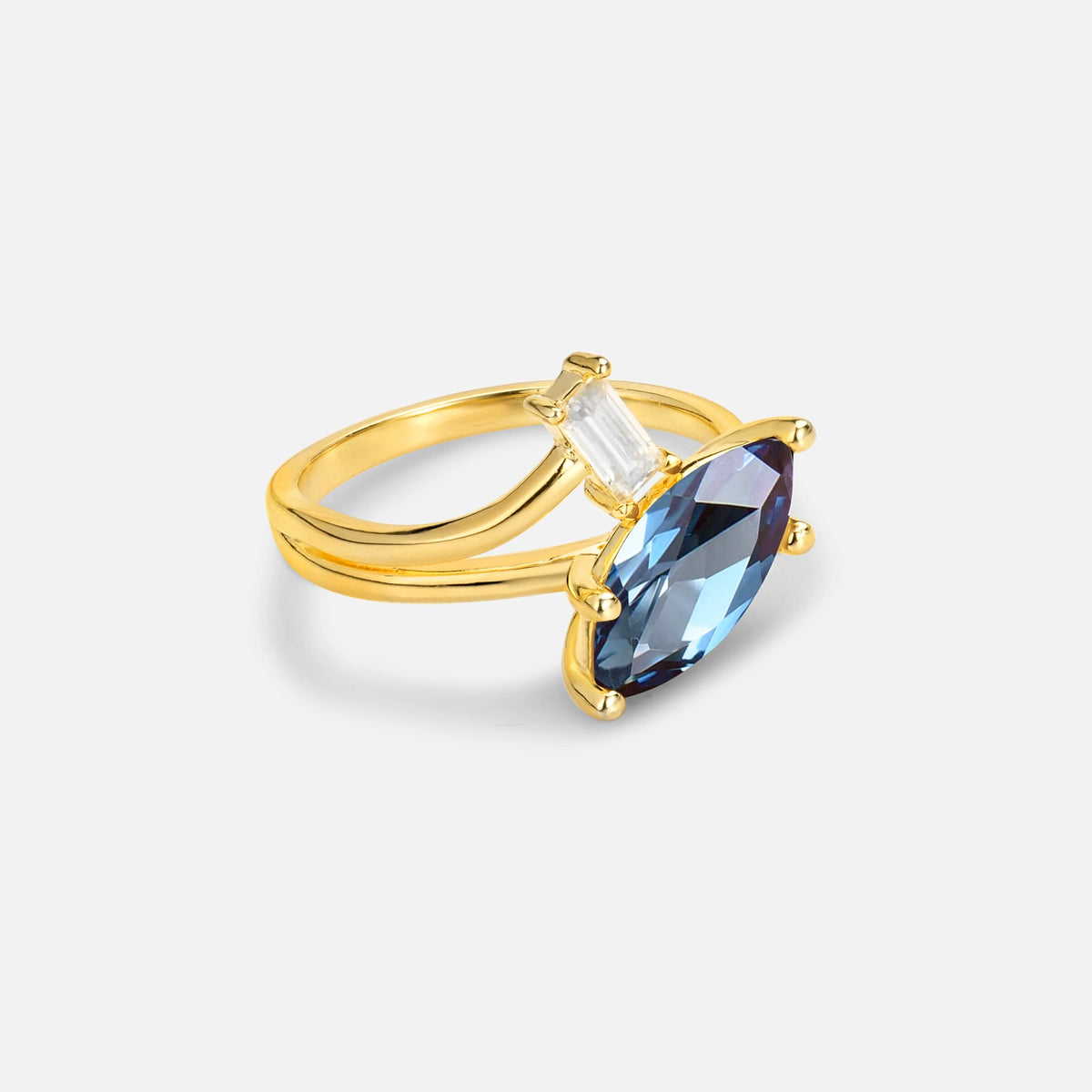 Marquise Cut Alexandrite Engagement Ring with Baguette Side Stone - Additional view