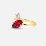 Marquise Cut Ruby Engagement Ring with Baguette Side Stone - Additional view