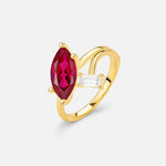 Marquise Cut Ruby Engagement Ring with Baguette Side Stone - Additional view