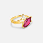 Marquise Cut Ruby Engagement Ring with Baguette Side Stone - Additional view