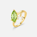 Marquise Cut Peridot Engagement Ring with Baguette Side Stone - Additional view
