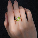 Marquise Cut Peridot Engagement Ring with Baguette Side Stone - Additional view