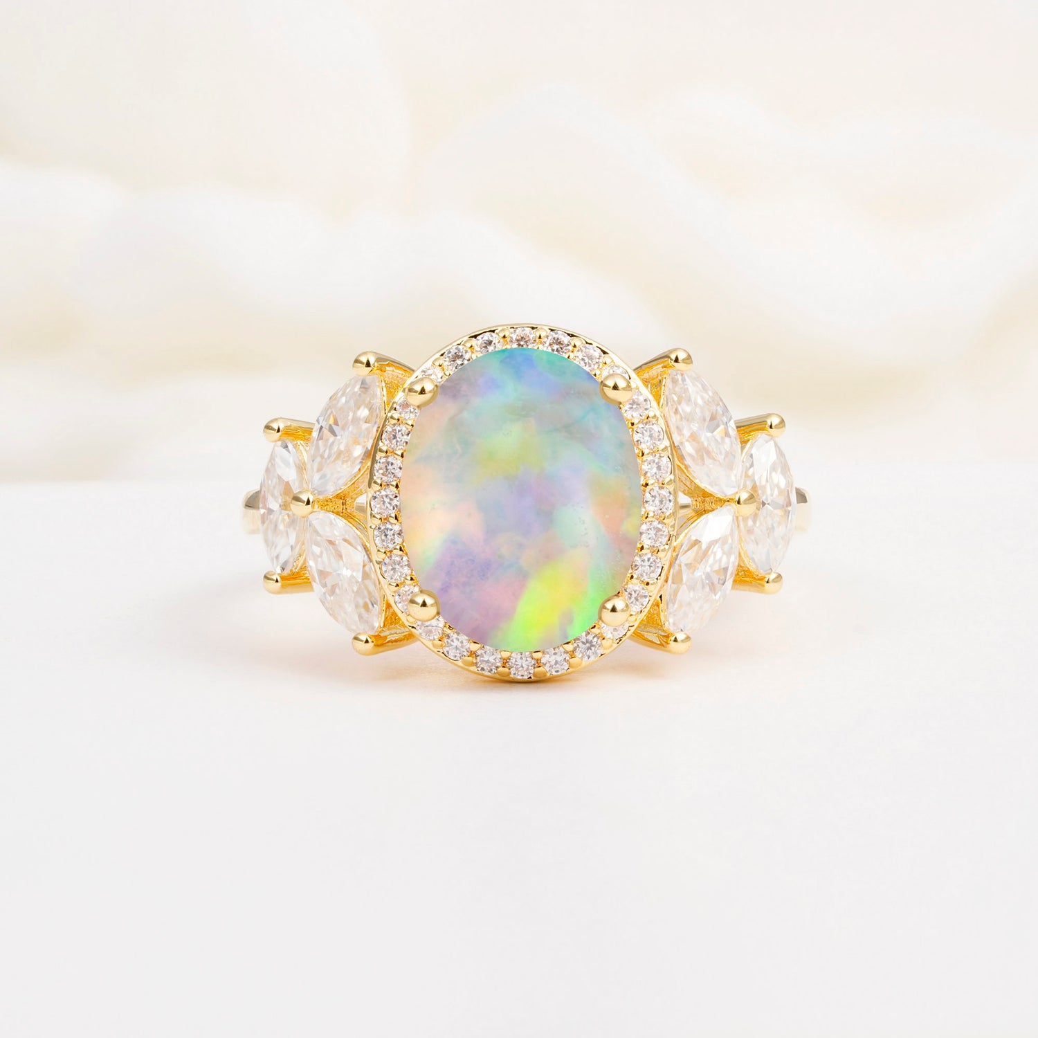 SR14139 Fire Opal Ring - Yellow-Gold