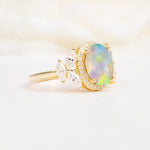 SR14139 Fire Opal Ring - White-Gold
