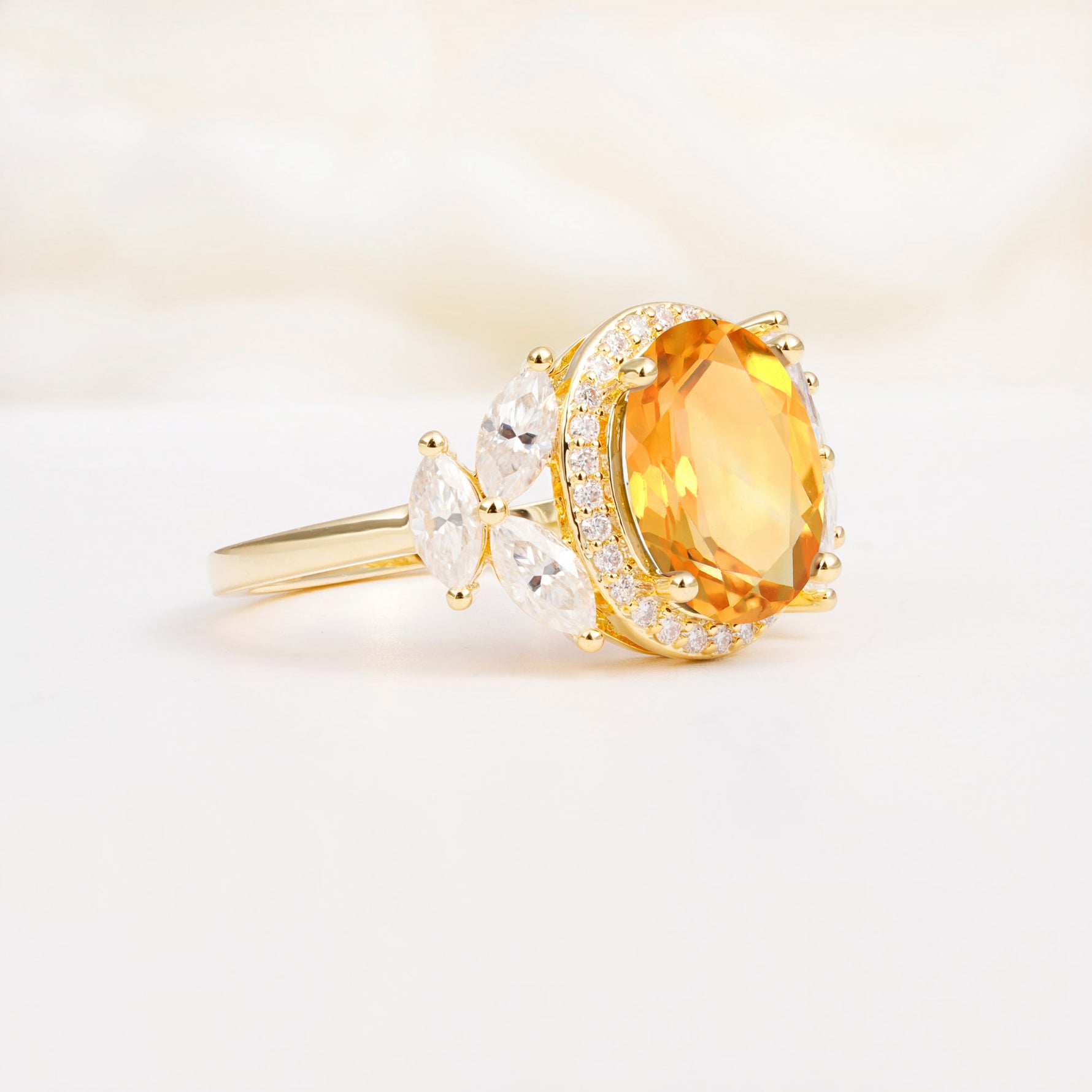 SR14139 Citrine Ring - White-Gold
