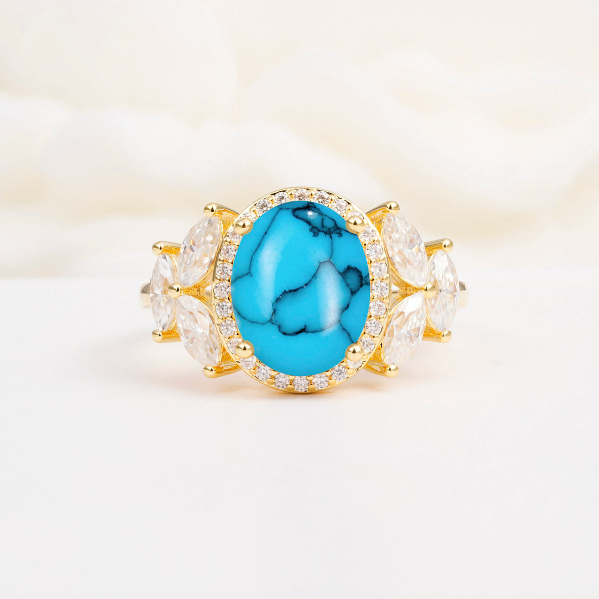 SR14139 Turquoise Ring - Yellow-Gold