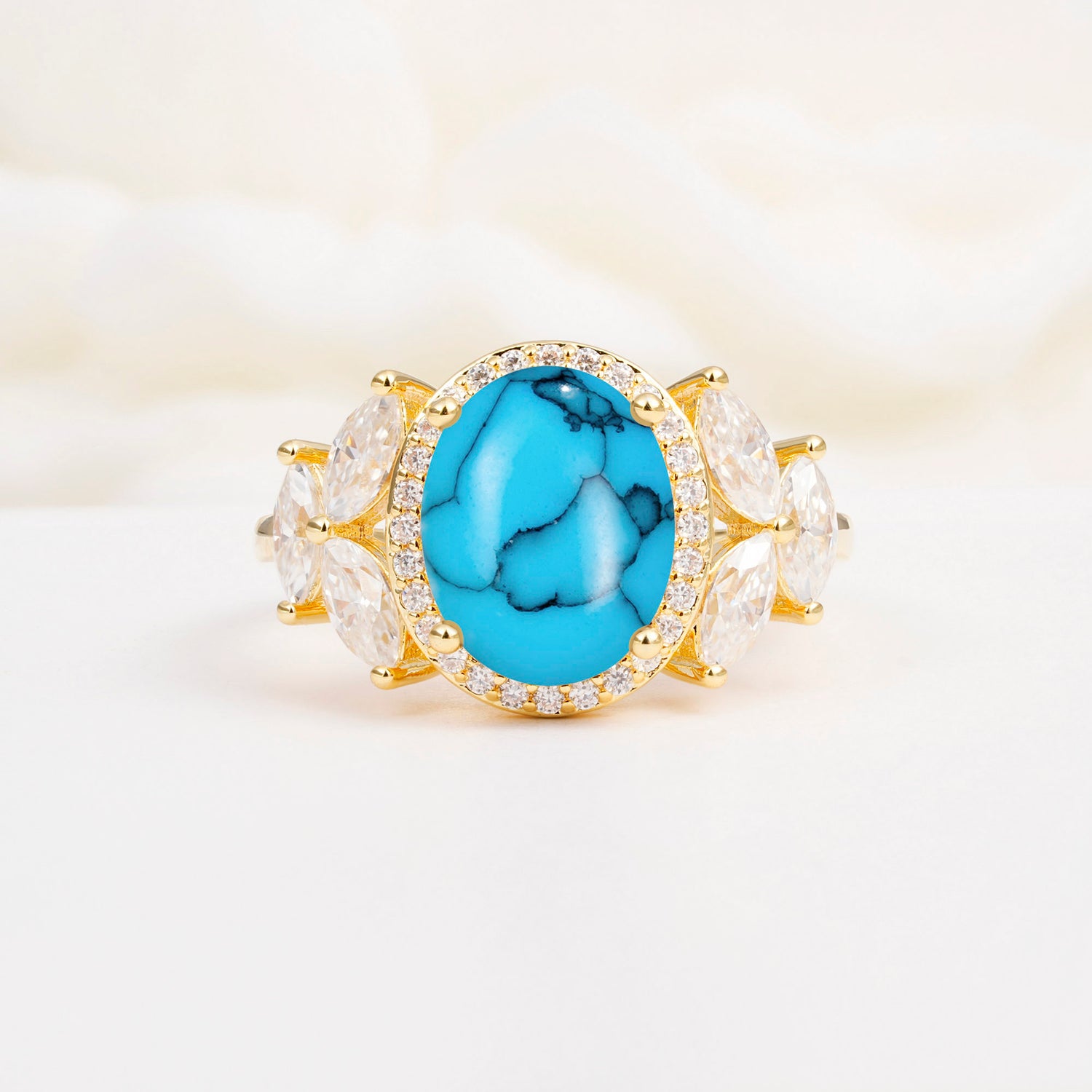 SR14139 Turquoise Ring - Yellow-Gold