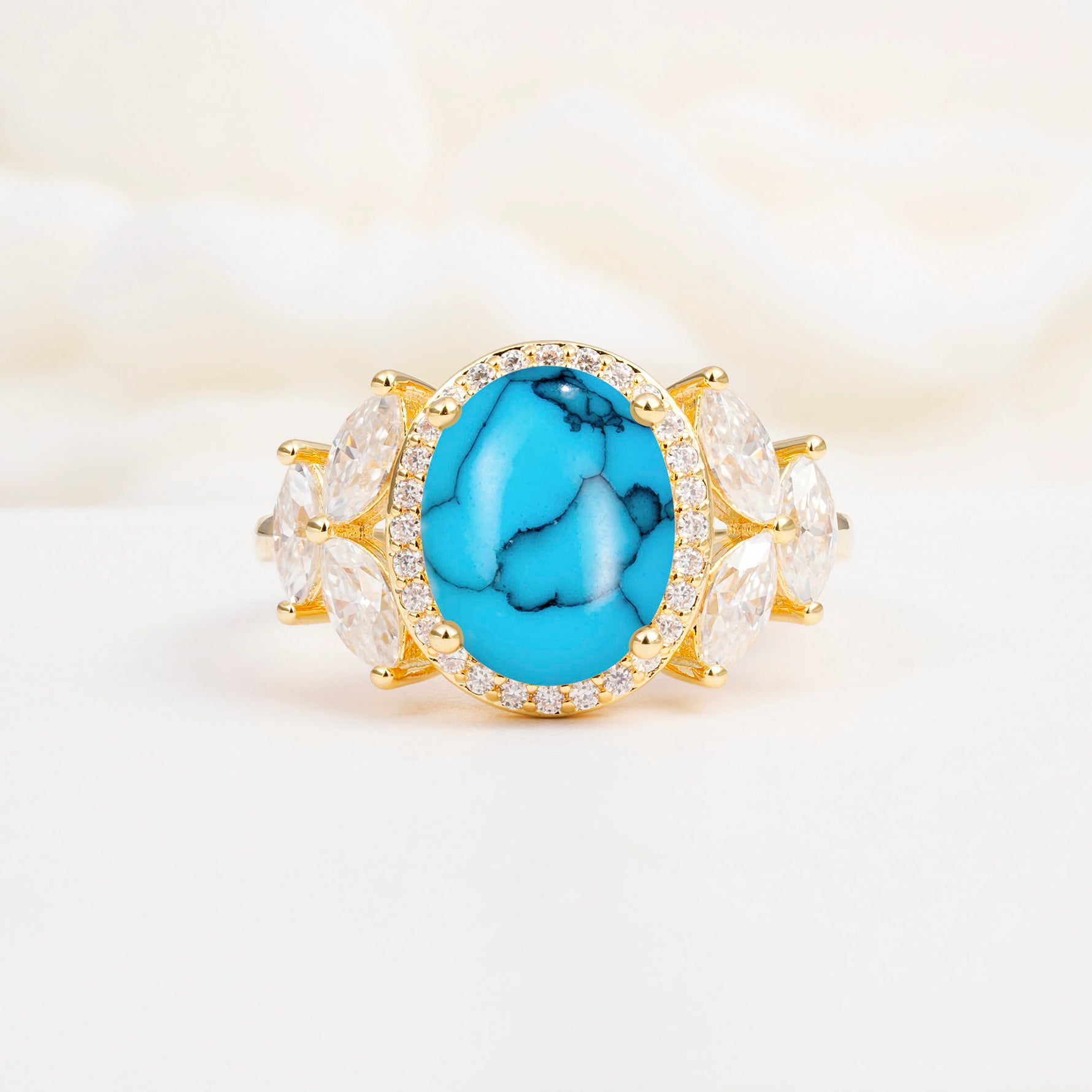 SR14139 Turquoise Ring - Yellow-Gold