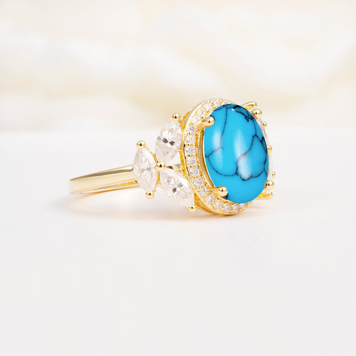 SR14139 Turquoise Ring - White-Gold
