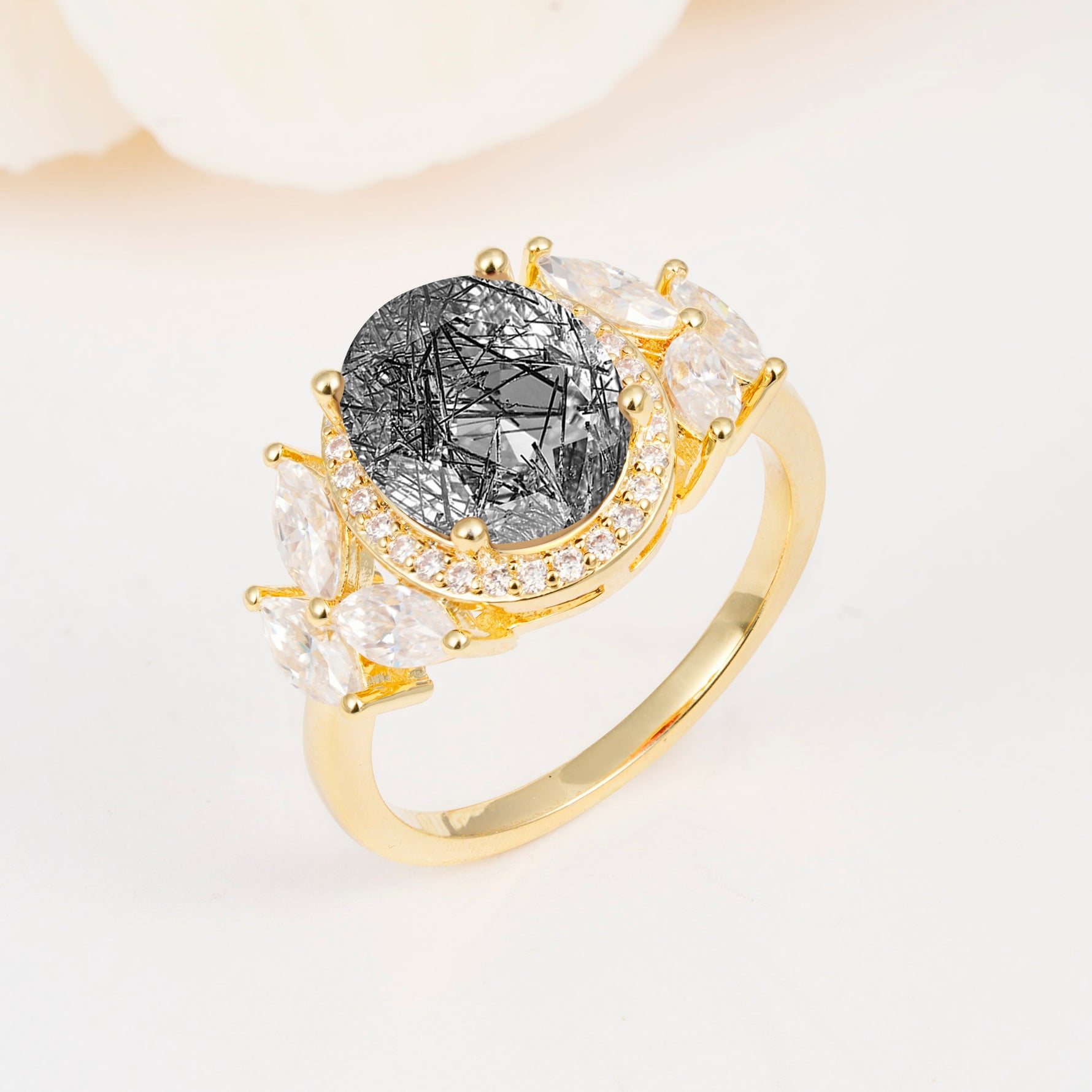 SR14139 Black Rutilated Quartz Ring - Additional view