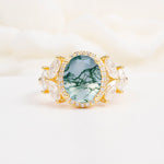 SR14139 Moss Agate Ring - Yellow-Gold