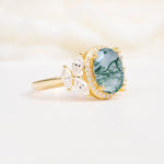 SR14139 Moss Agate Ring - White-Gold