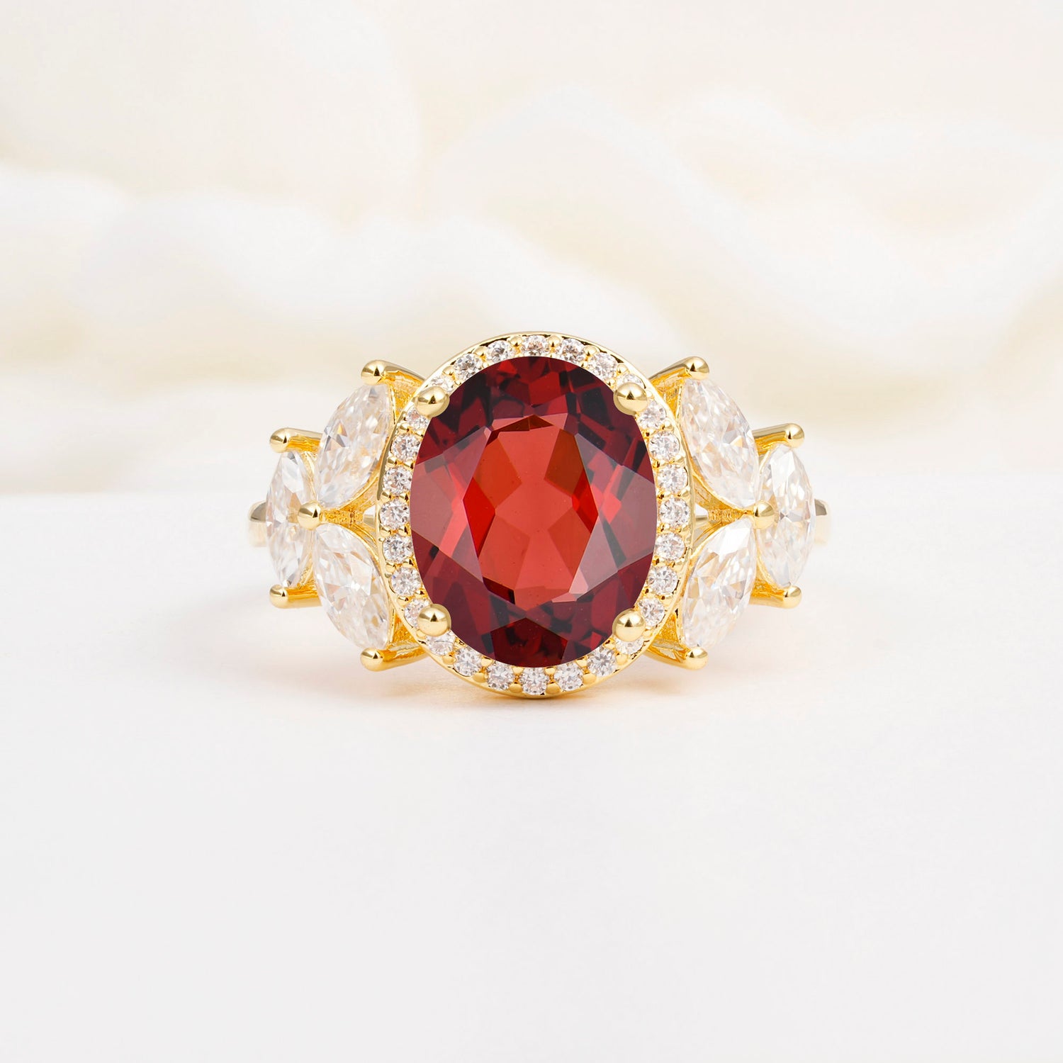 SR14139 Garnet Ring - Yellow-Gold