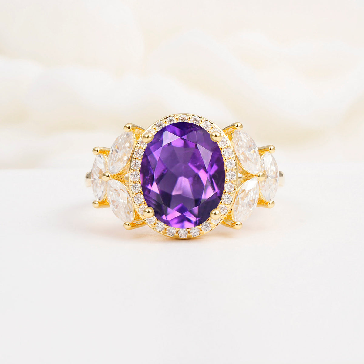 SR14139 Amethyst Ring - Yellow-Gold