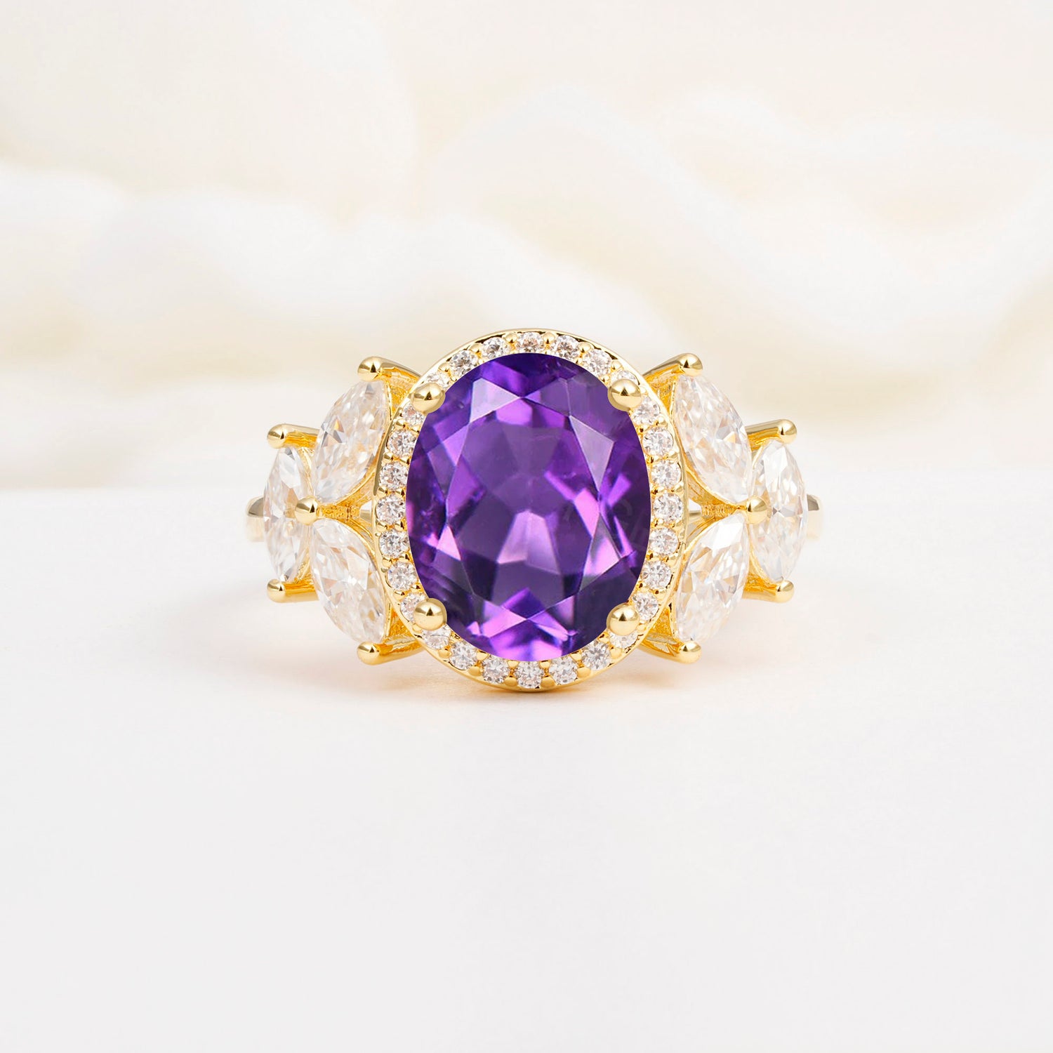 SR14139 Amethyst Ring - Yellow-Gold