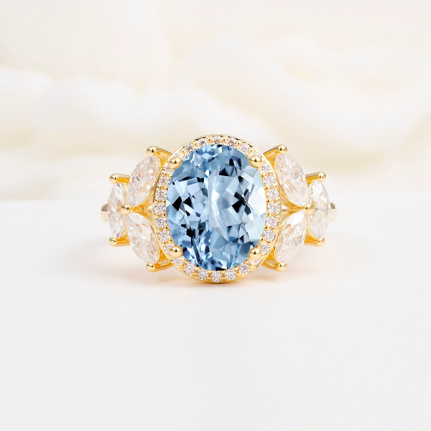 SR14139 Aquamarine Ring - Yellow-Gold