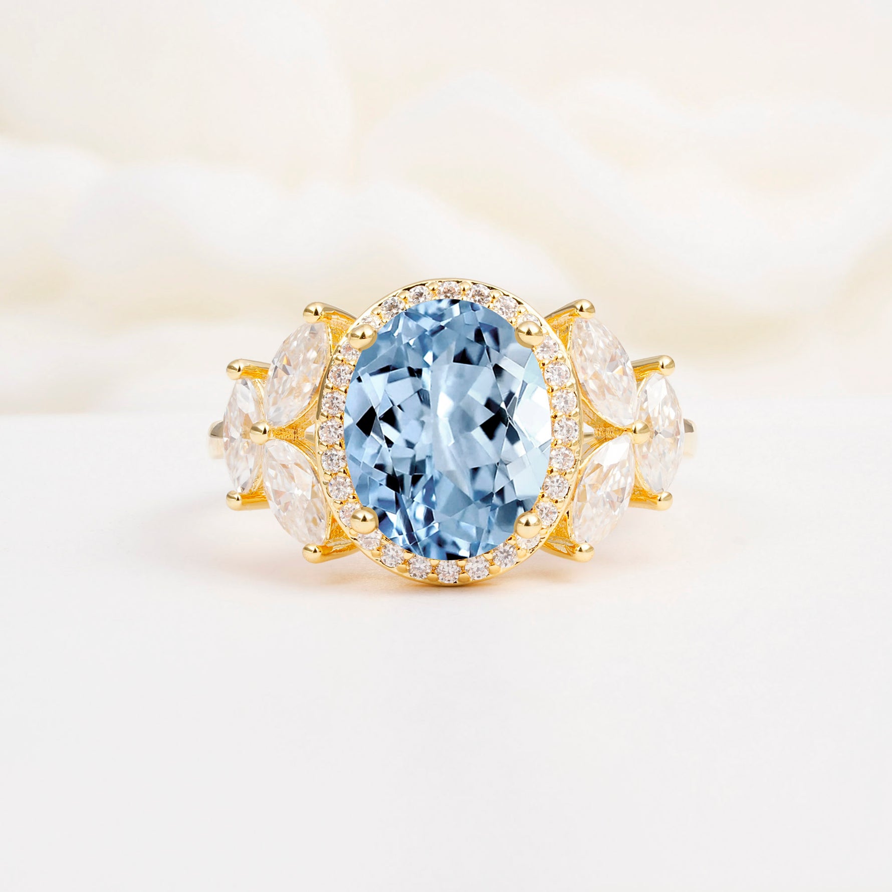SR14139 Aquamarine Ring - Yellow-Gold