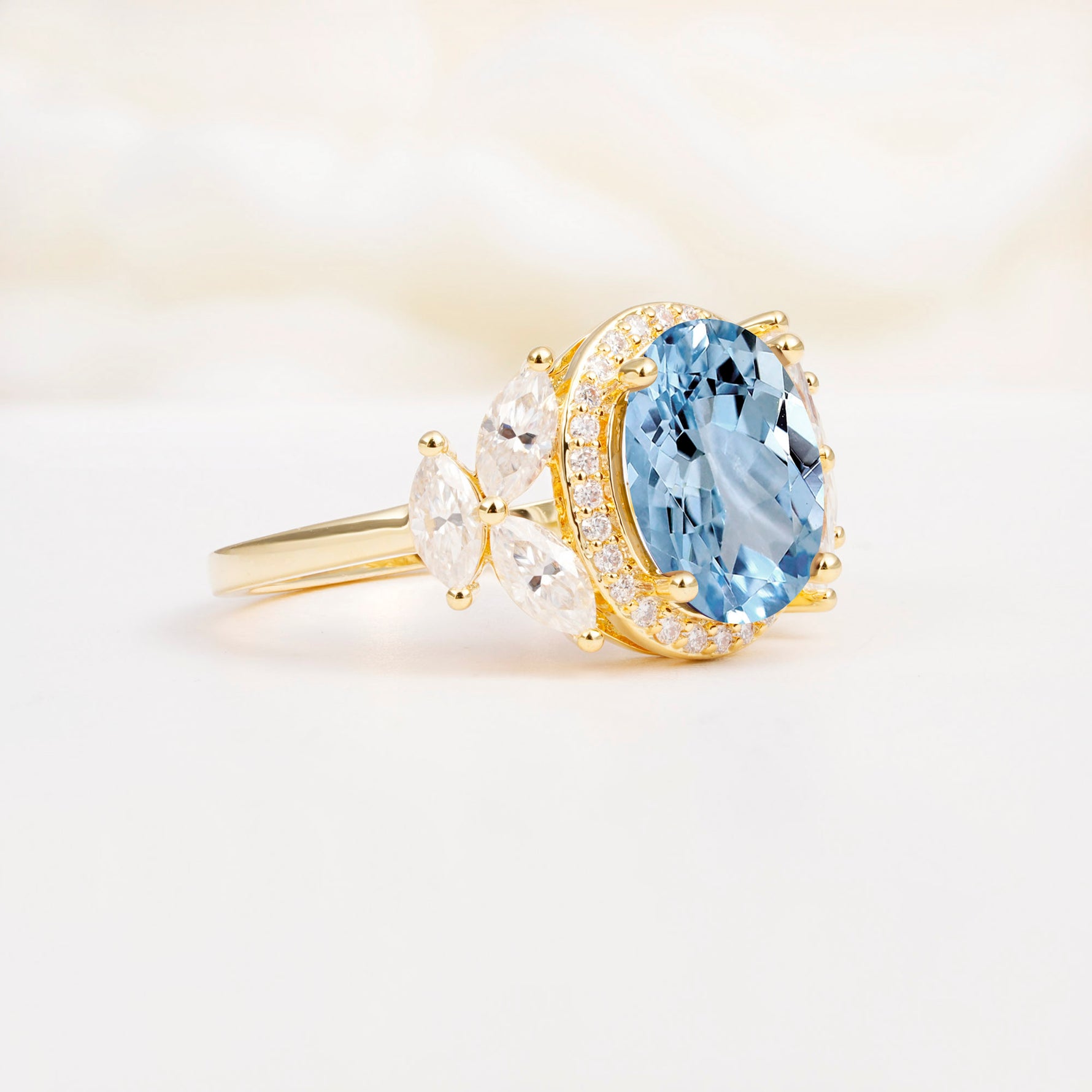 SR14139 Aquamarine Ring - White-Gold