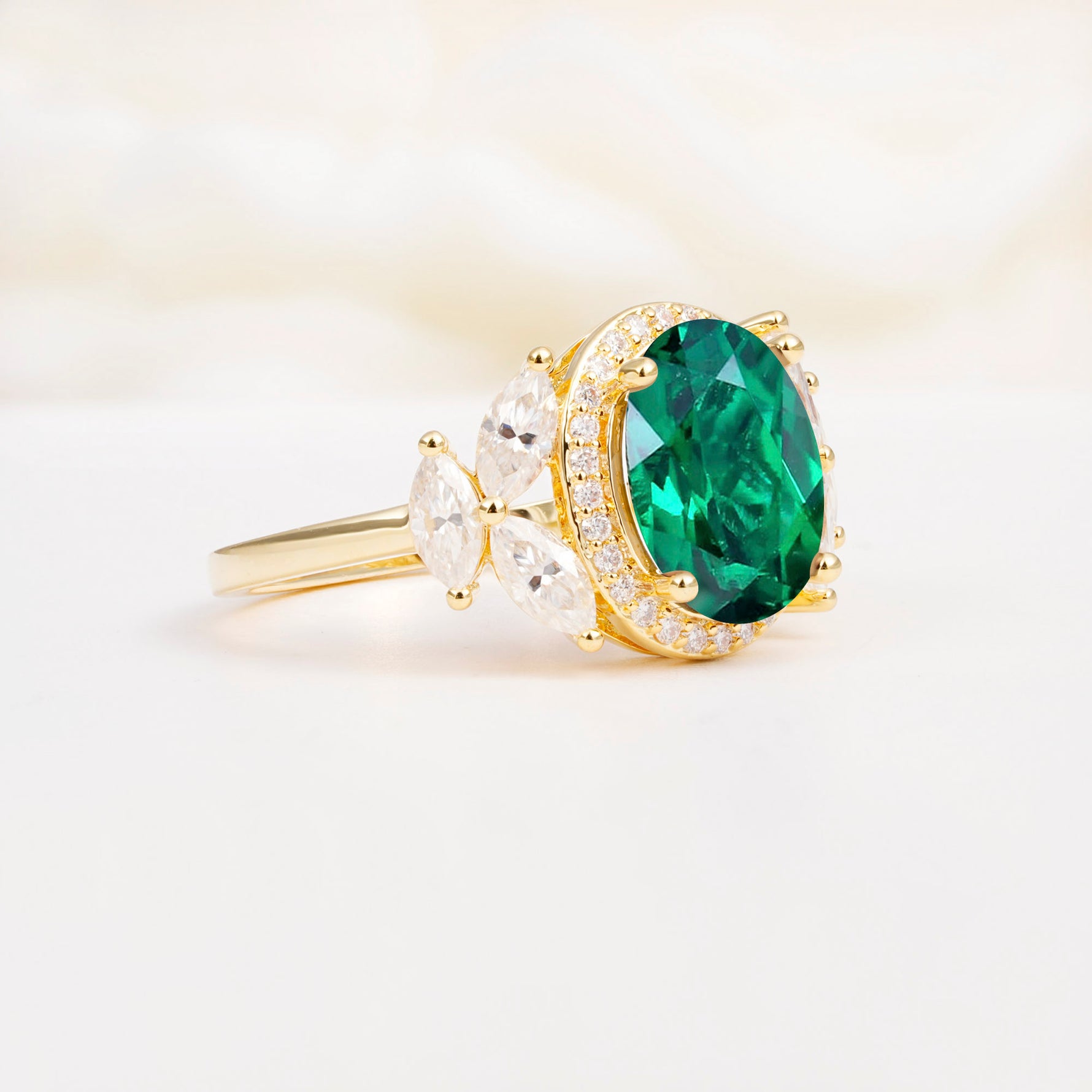 SR14139 Emerald Ring - White-Gold