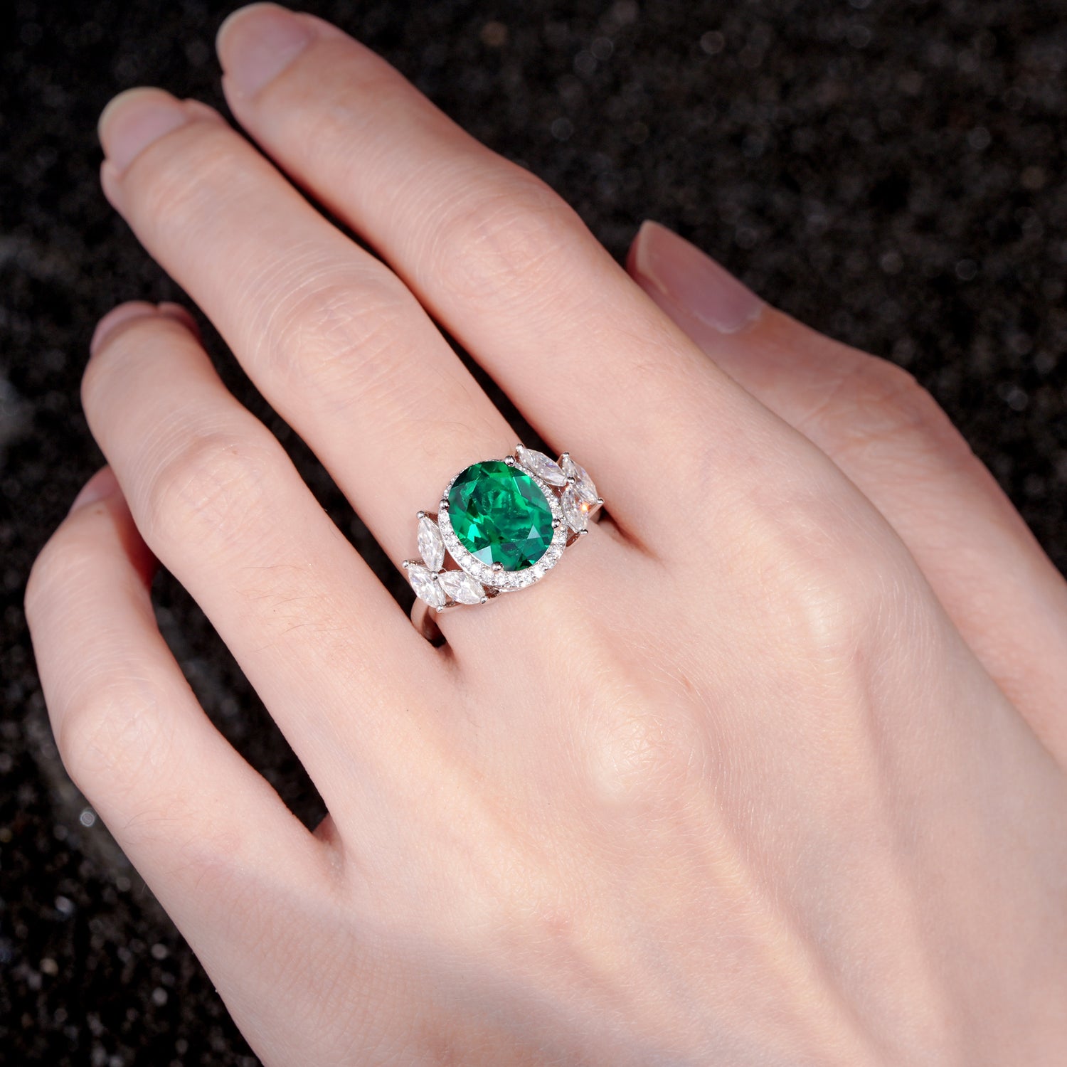 SR14139 Emerald Ring - Rose-Gold