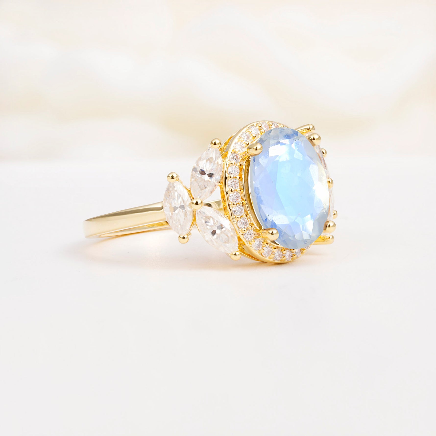 SR14139 Moonstone Ring - White-Gold