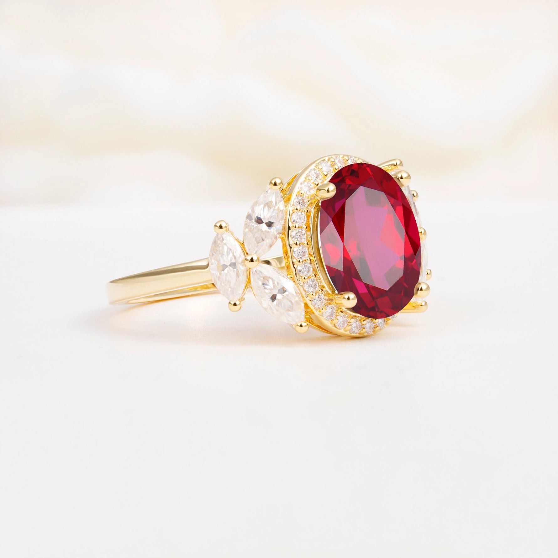 SR14139 Ruby Ring - White-Gold