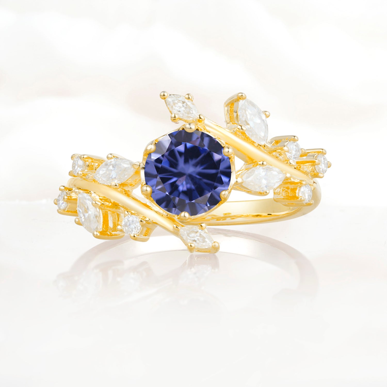 Luxury Kite Cut Tanzanite Bridal Ring Set for Women