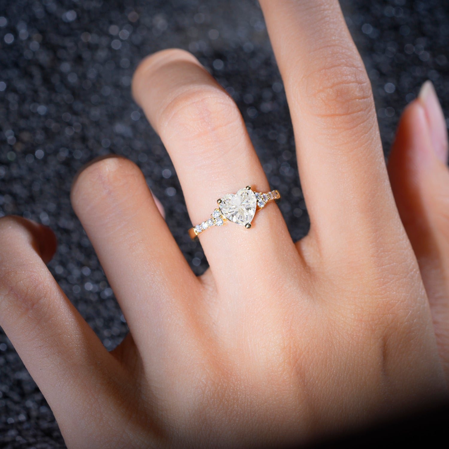 Romantic Heart Cut Moissanite Engagement Ring