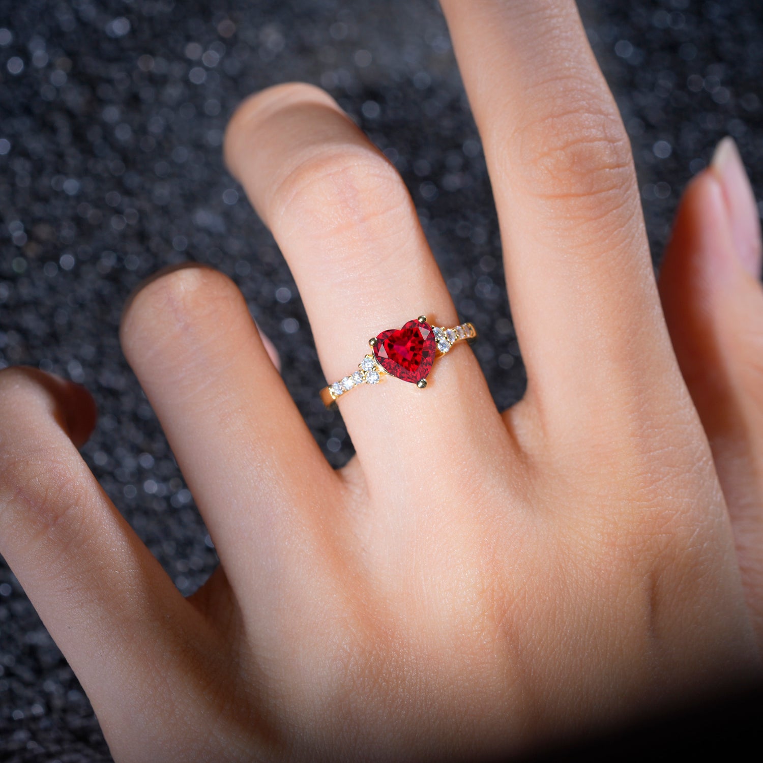 Romantic Heart Cut Ruby Engagement Ring