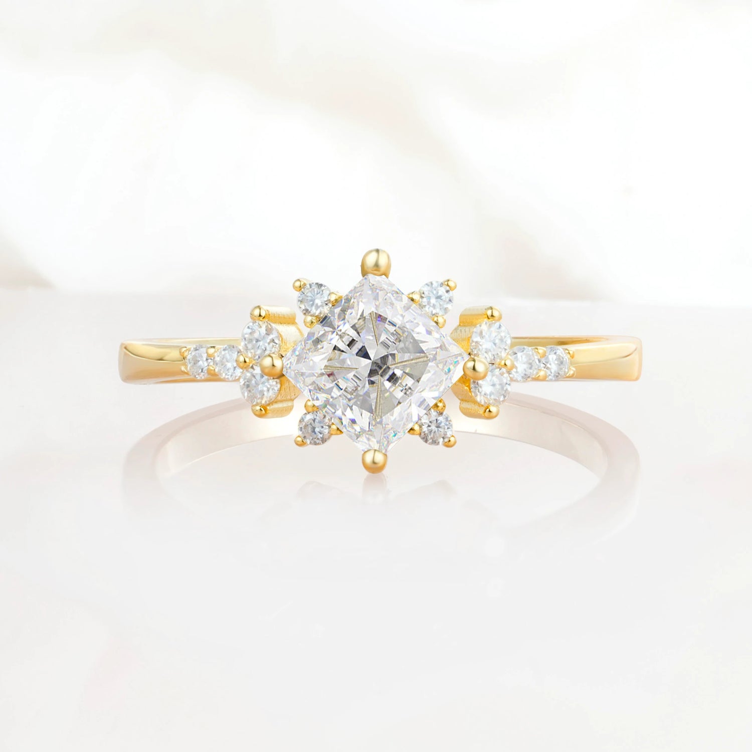 Halo Princess Cut Moissanite Engagement Ring for Women