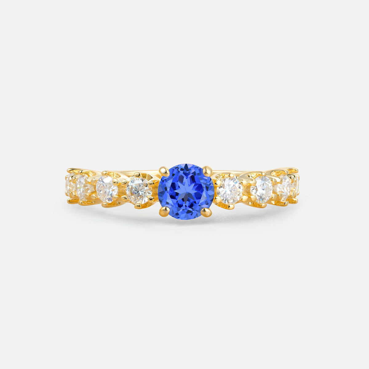Classic Round-Shaped Sapphire Ring for Proposal and Anniversary Gifts