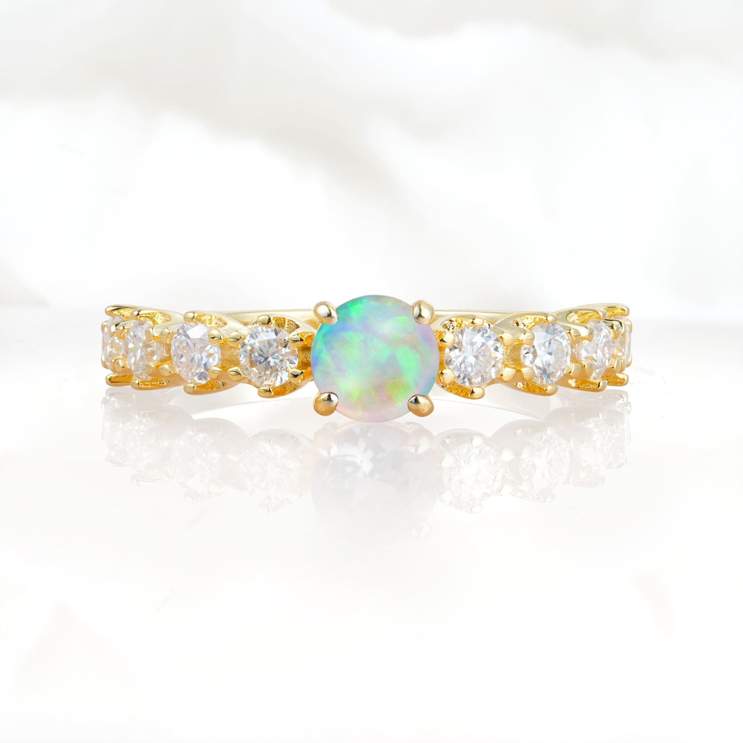 Classic Round-Shaped Opal Ring for Proposal and Anniversary Gifts