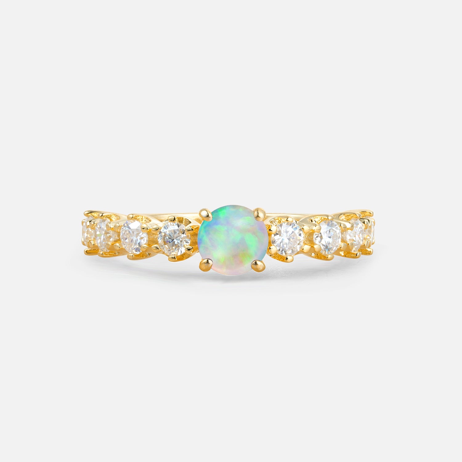 Classic Round-Shaped Opal Ring for Proposal and Anniversary Gifts