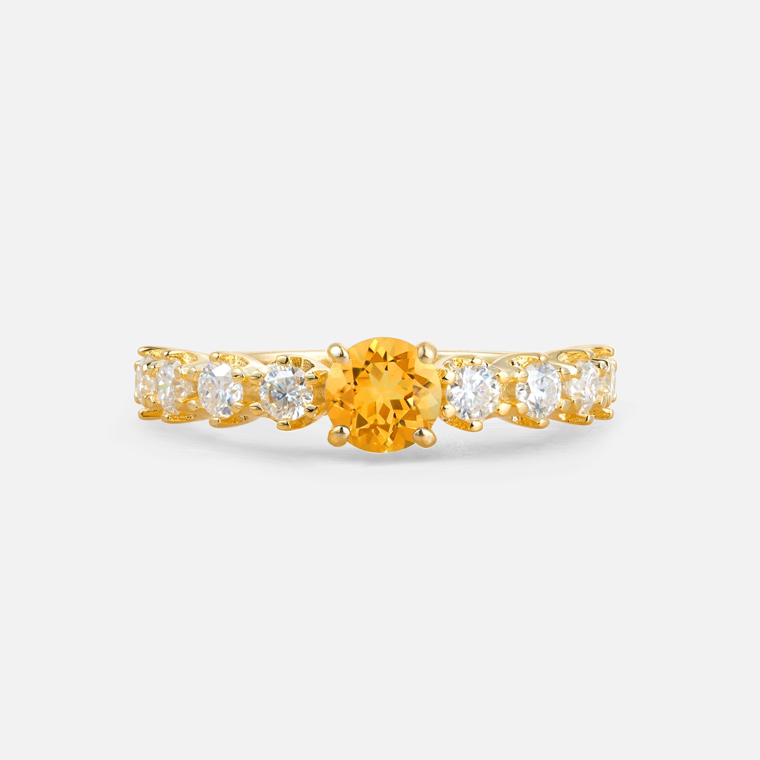 Classic Round-Shaped Citrine Ring for Proposal and Anniversary Gifts
