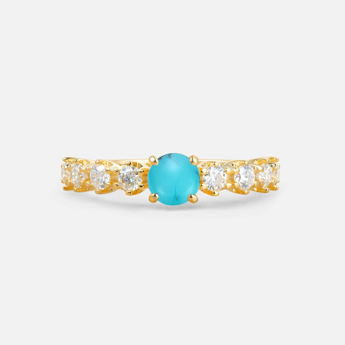 Classic Round-Shaped Turquoise Ring for Proposal and Anniversary Gifts
