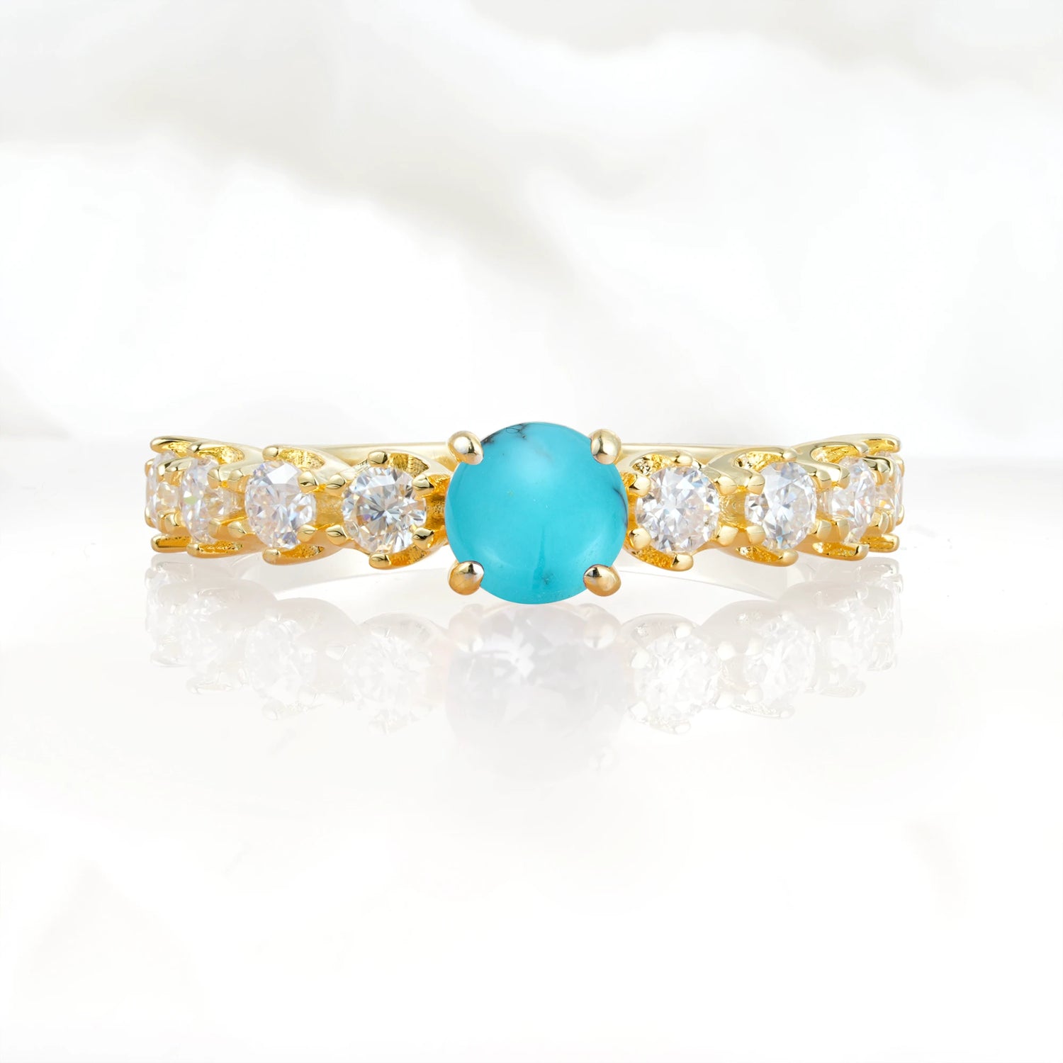 Classic Round-Shaped Turquoise Ring for Proposal and Anniversary Gifts
