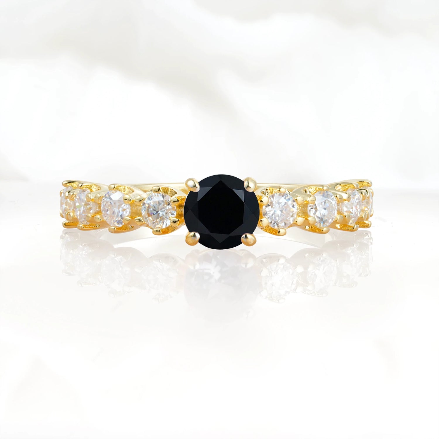 Classic Round-Shaped Black Onyx Ring for Proposal and Anniversary Gifts