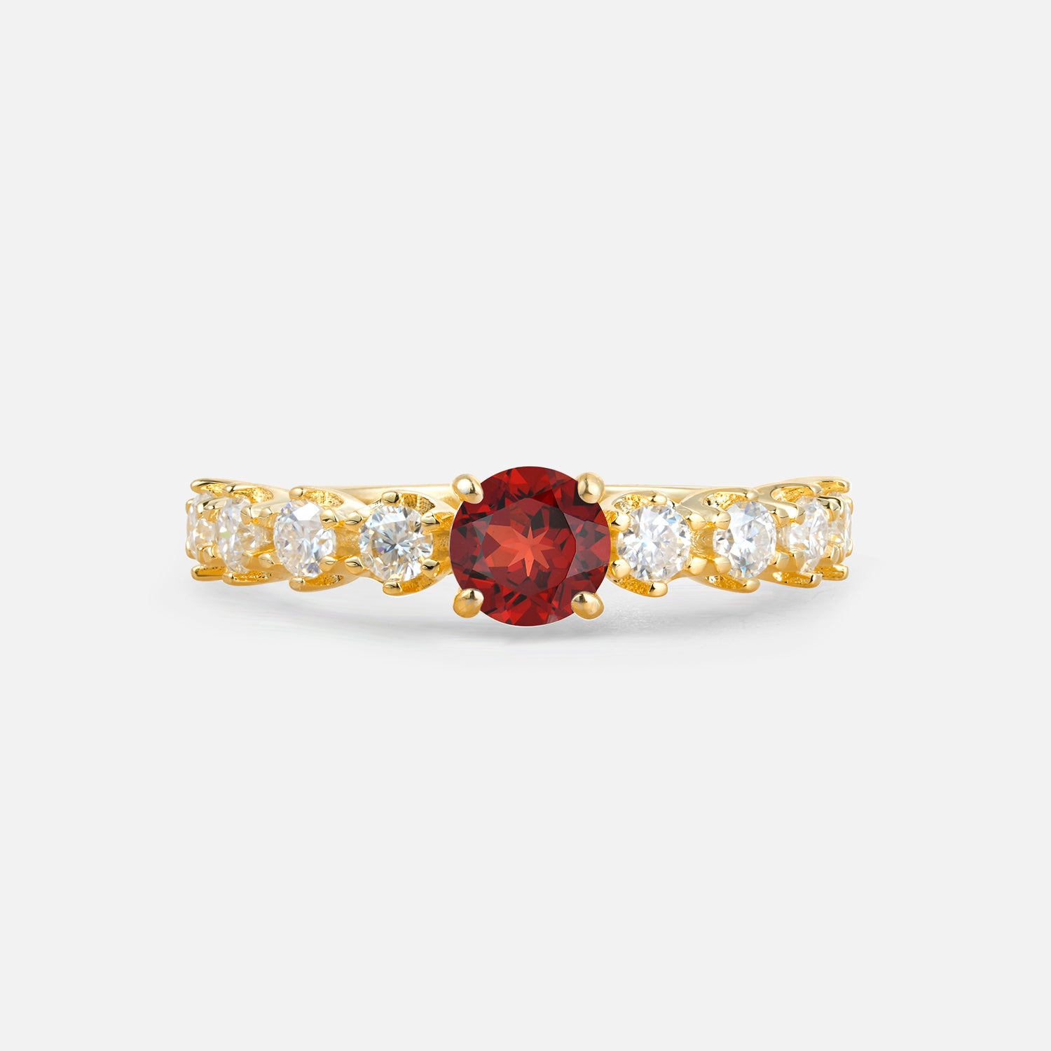 Classic Round-Shaped Garnet Ring for Proposal and Anniversary Gifts
