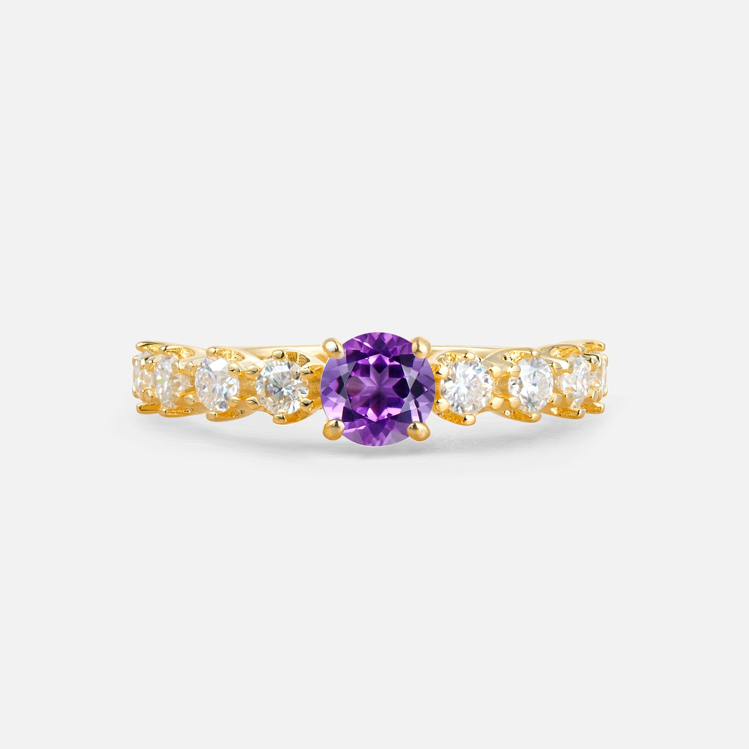 Classic Round-Shaped Amethyst Ring for Proposal and Anniversary Gifts