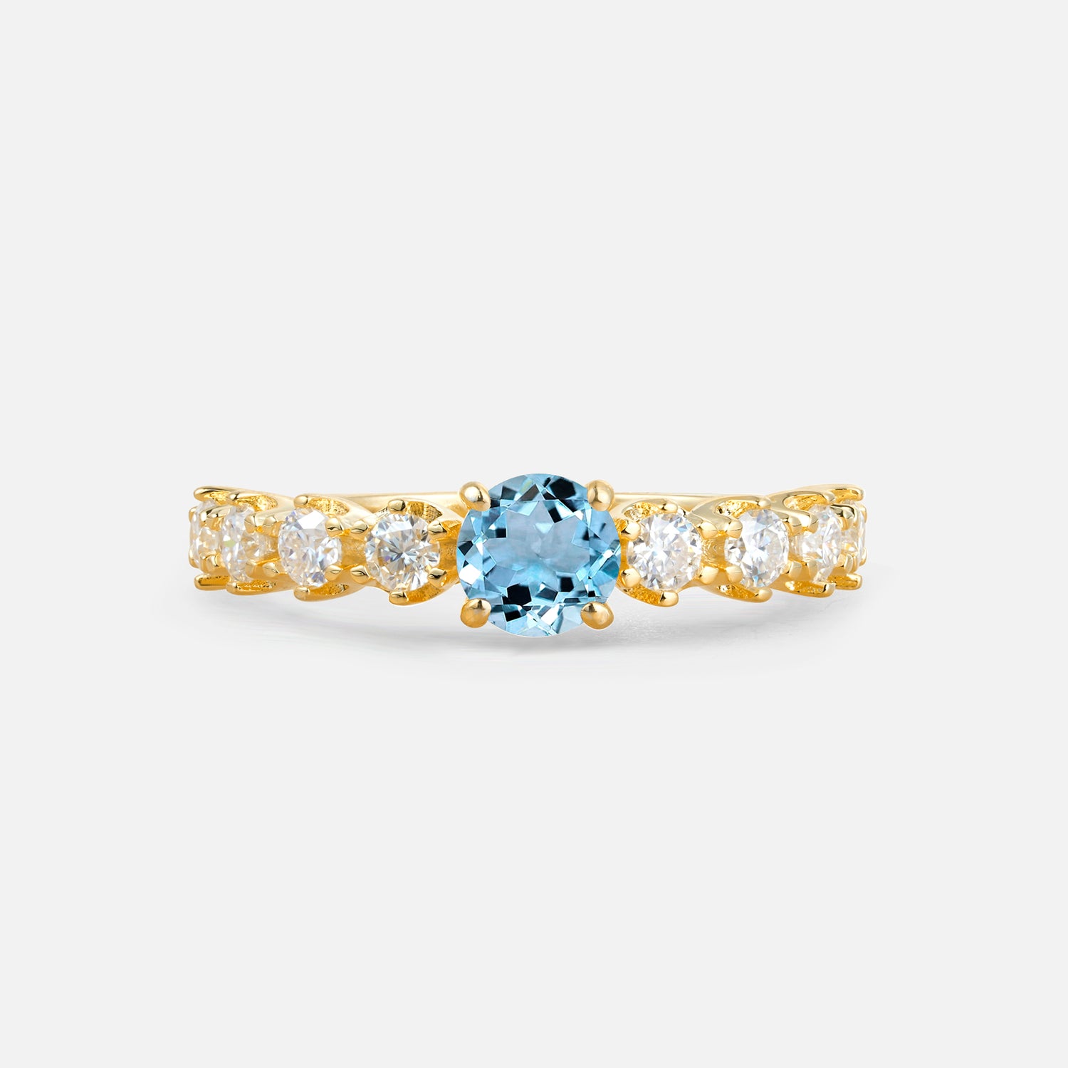 Classic Round-Shaped Aquamarine Ring for Proposal and Anniversary Gifts
