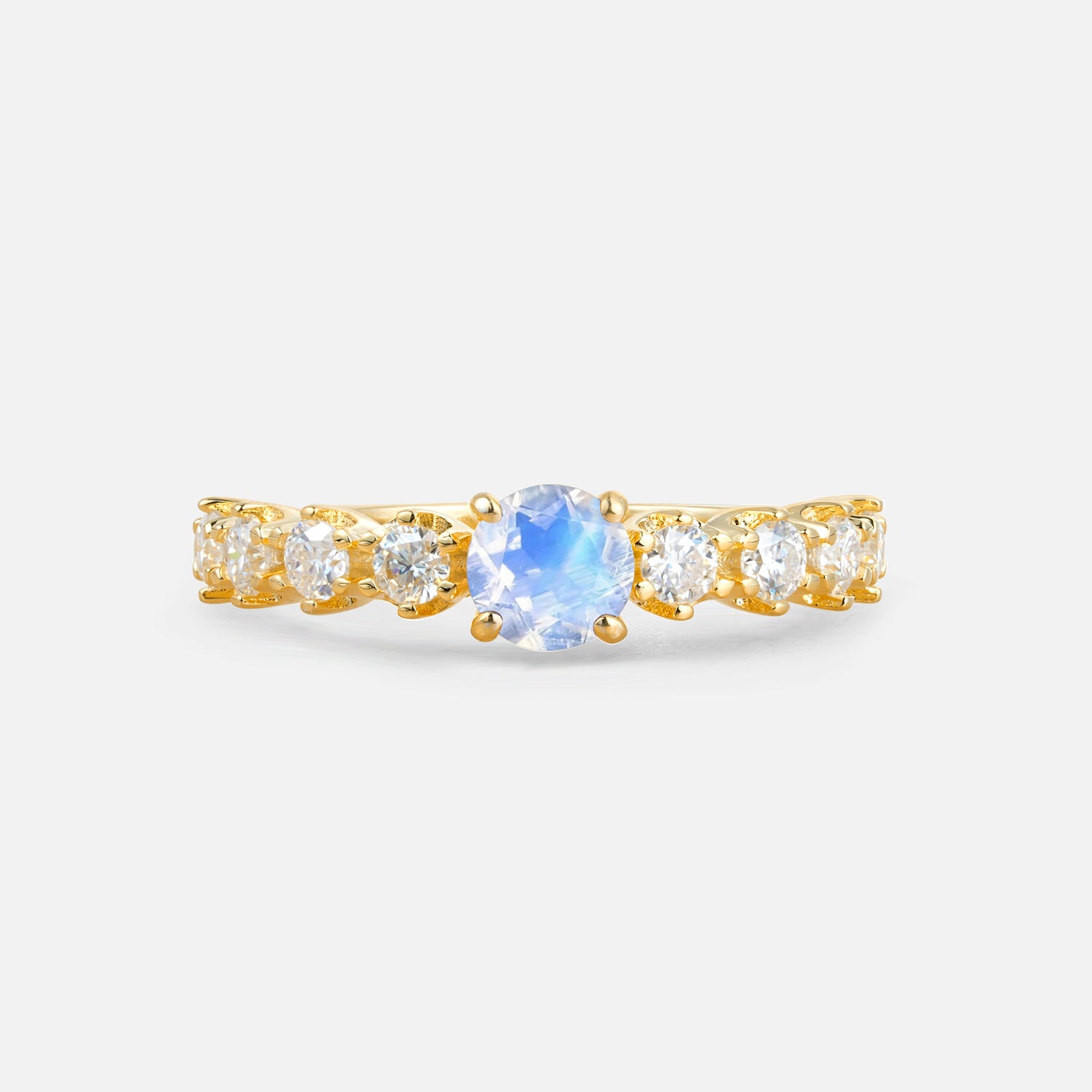Classic Round-Shaped Moonstone Ring for Proposal and Anniversary Gifts