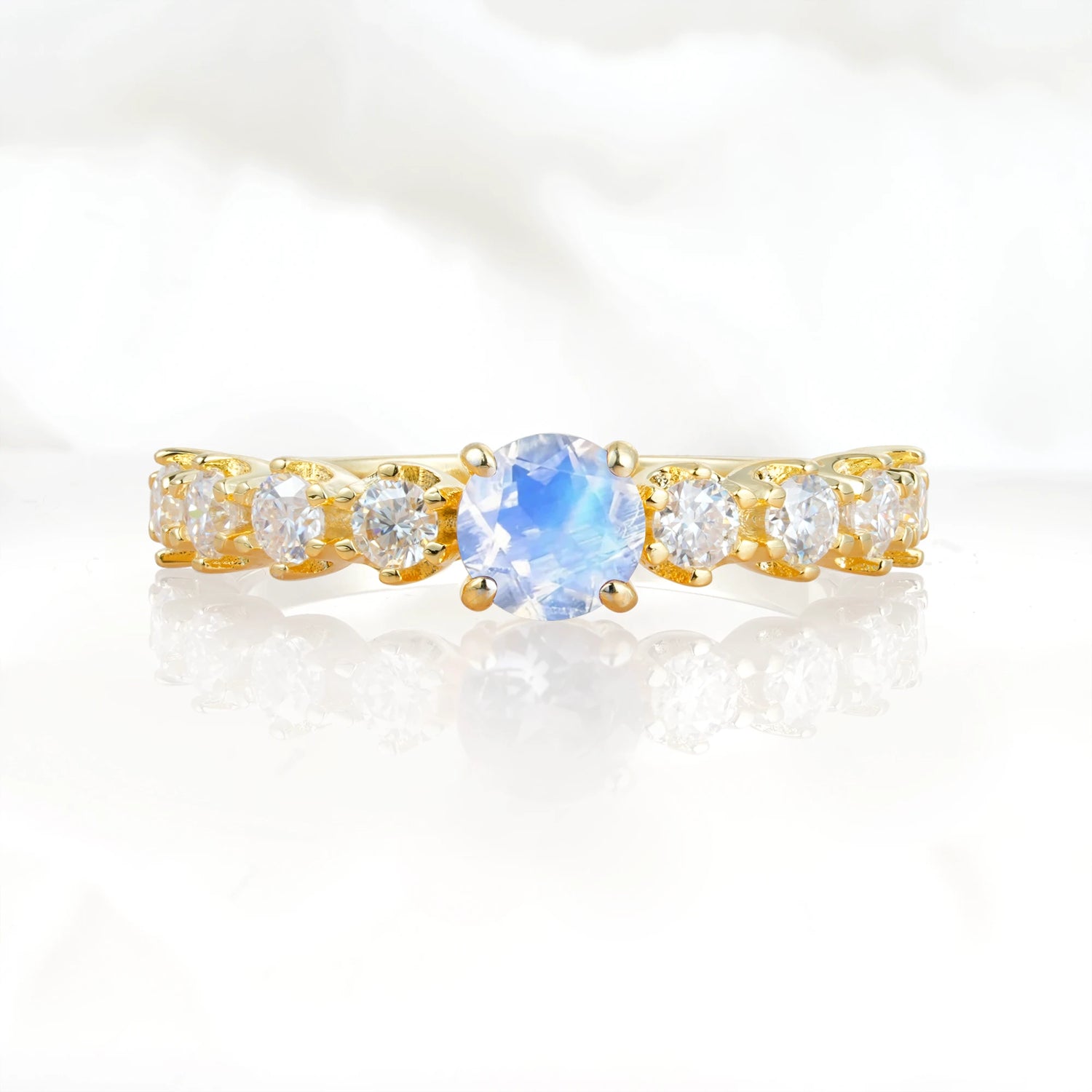 Classic Round-Shaped Moonstone Ring for Proposal and Anniversary Gifts