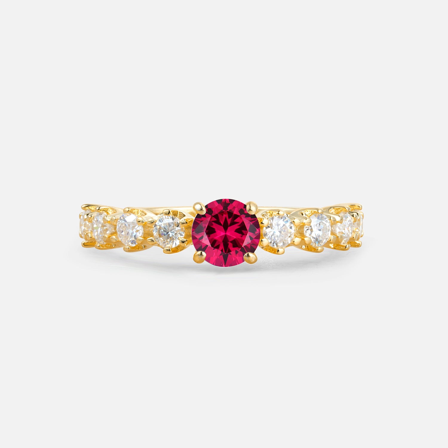 Classic Round-Shaped Ruby Ring for Proposal and Anniversary Gifts