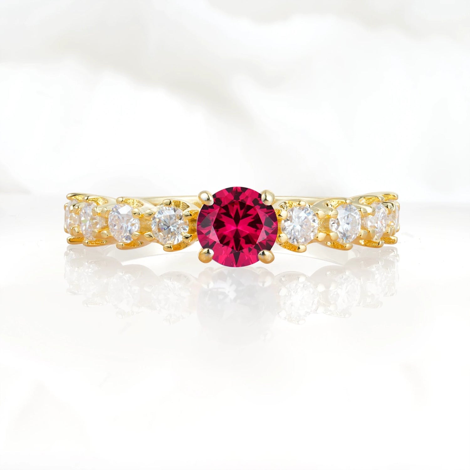 Classic Round-Shaped Ruby Ring for Proposal and Anniversary Gifts