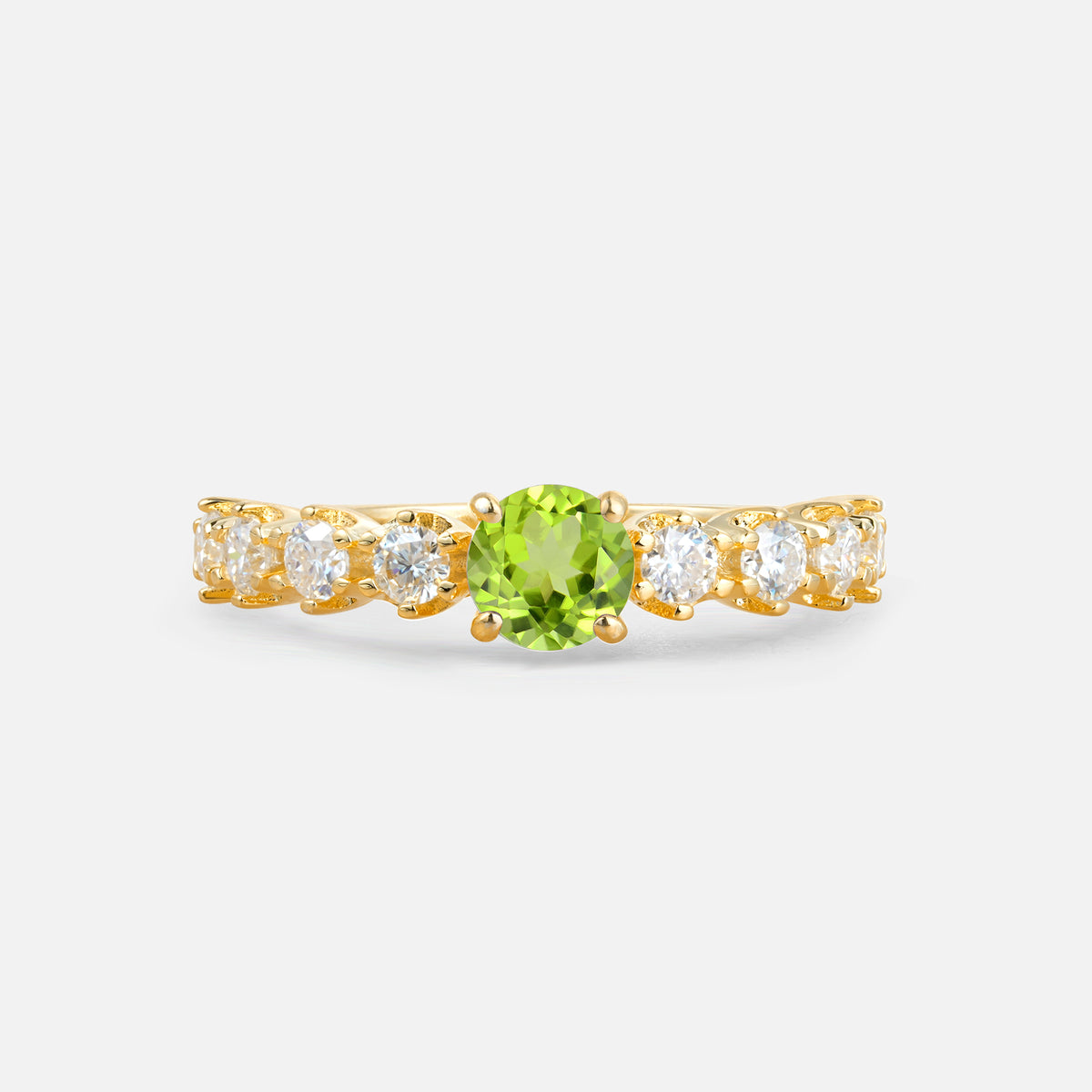 Classic Round-Shaped Peridot Ring for Proposal and Anniversary Gifts