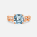 Emerald Cut Aquamarine Engagement Ring with Floral Vine Side Stones - Additional view