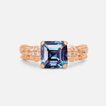 Emerald Cut Alexandrite Engagement Ring with Floral Vine Side Stones - Additional view