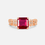 Emerald Cut Ruby Engagement Ring with Floral Vine Side Stones - Additional view